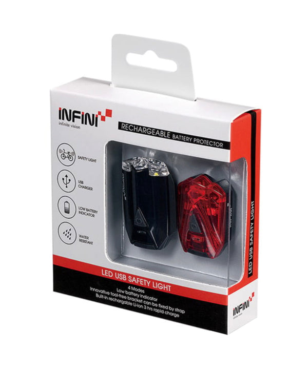 Lava twin pack micro USB front and rear lights black